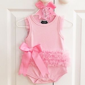 NWT MudPie Ruffled Onesie Size 0-6mos